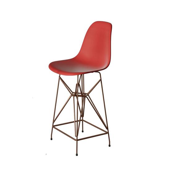 Imagem de Banqueta Bistrô Alta Eames Vermelha Base Ferro Cobre