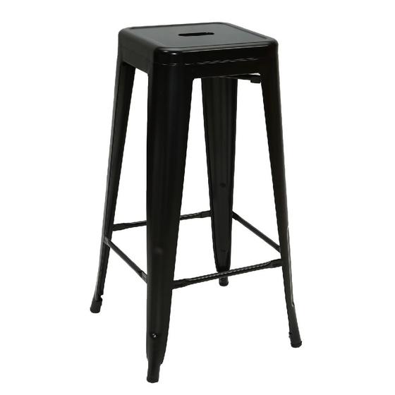 Imagem de Banqueta Bistrô Ferro Loft Banco 76 cm Inova Moderno Luxo Cor Preto Cozinha Churrasqueira 