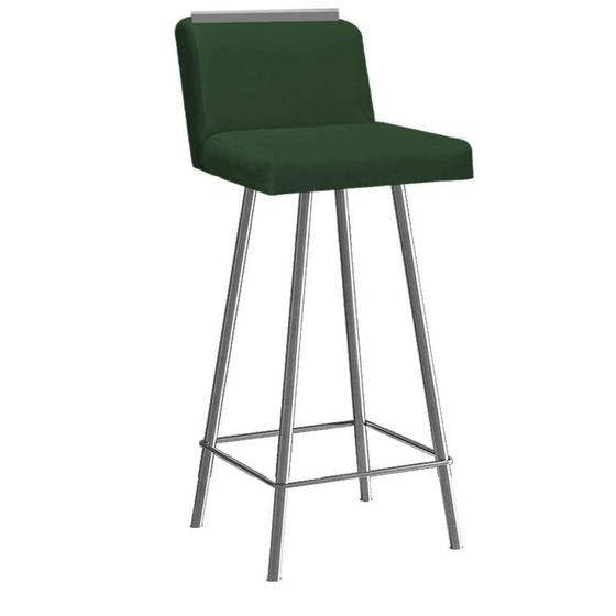 Imagem de Banqueta Com Encosto Menne Eiffel Bistrô Cozinha Aplique Ferro Cinza Suede Verde  - Ahz Móveis