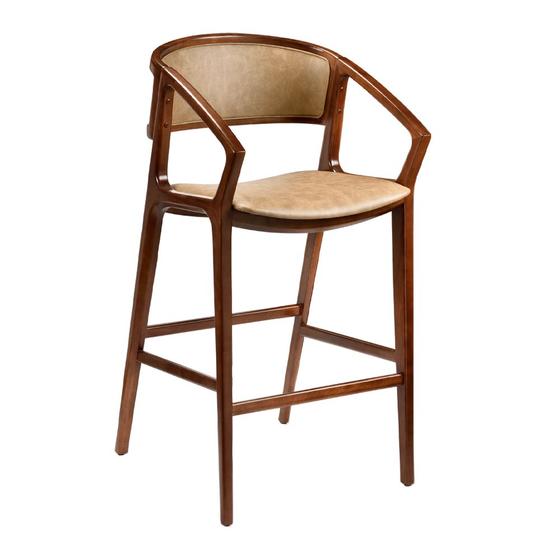 Imagem de Banqueta Cyndi 53cm Madeira Maciça com Braço  material sintético Fende - Sallar Home