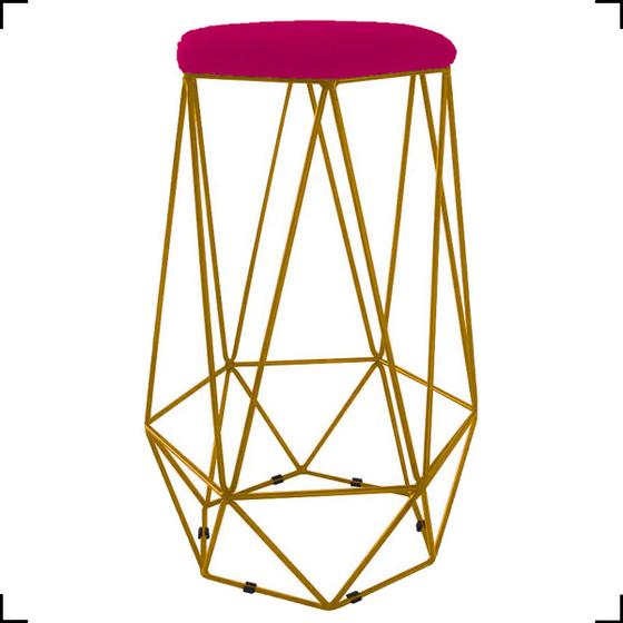 Imagem de Banqueta Decorativa Aramada Hexagonal para Sala Suede - Clique e Decore