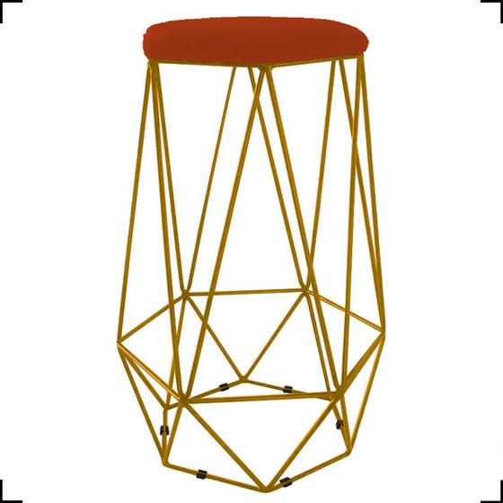 Imagem de Banqueta Decorativa Aramada Hexagonal para Sala Suede - Clique e Decore