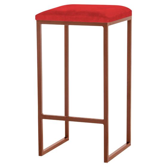 Imagem de Banqueta Decorativa Billie Base Bronze Suede Vermelho G41 - Gran Belo