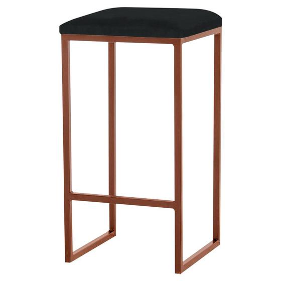 Imagem de Banqueta Decorativa Billie Base Bronze Veludo Preto G41 - Gran Belo