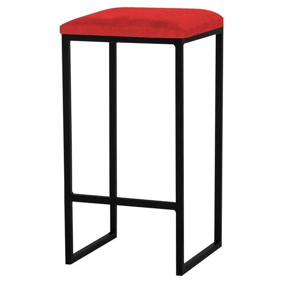Imagem de Banqueta Decorativa Billie Base Preta Suede Vermelho G41 - Gran Belo