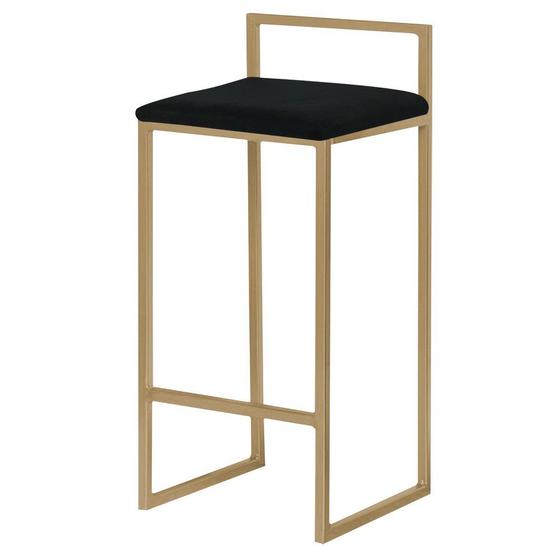 Imagem de Banqueta Decorativa Jasmine Base Gold Suede Preto G41 - Gran Belo