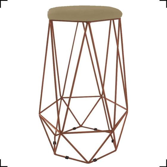 Imagem de Banqueta Decorativa Para Sala Hexagonal Aramado Base Bronze/Dourada/Preta Suede Cores - Clique E Decore