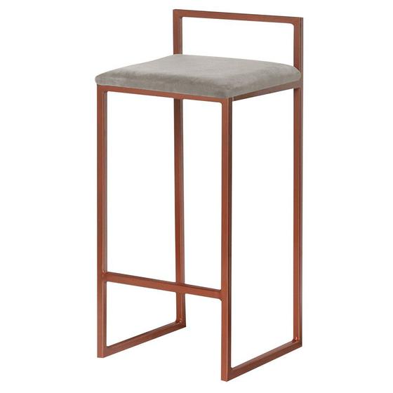 Imagem de Banqueta Decorativa Selena Base Bronze Veludo Cinza G41 - Gran Belo