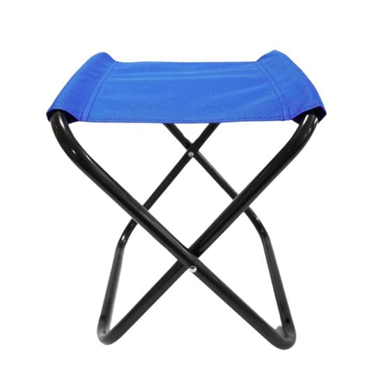 Imagem de Banqueta dobravel banco mini cadeira azul camping pesca pescador