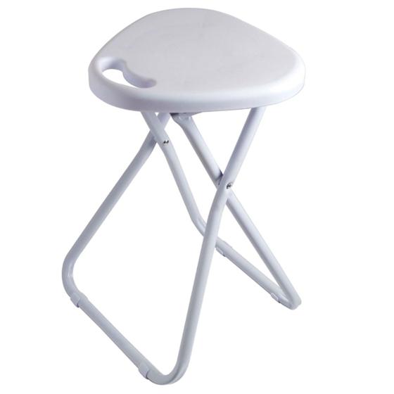 Imagem de Banqueta Dobrável com Alça Banquinho 80Kg Assento Branco para Camping Pesca Casa Montagem Fácil Multiuso