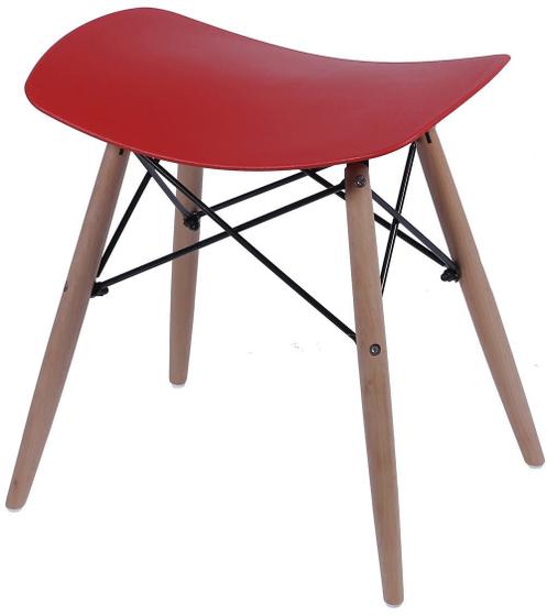 Imagem de Banqueta Eames Baixo Vermelho Base Madeira - 33763