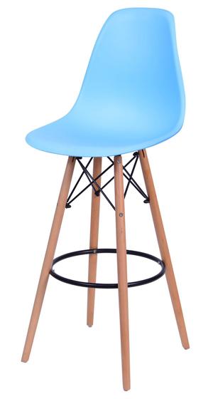 Imagem de Banqueta Eames Polipropileno Azul Claro Base Madeira - 54747