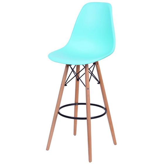 Imagem de Banqueta Eames Polipropileno Verde Tiffanny Base Madeira - 59308