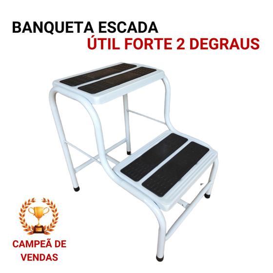 Imagem de Banqueta Escada 2 Degraus Hospitalar Escadinha Banquinho Reforçado Em Aço Antiderrapante