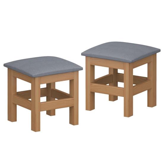 Imagem de Banqueta Para Criança 2 Unidades Nogueira Com Estofado Cinza Zigen Shop Jm