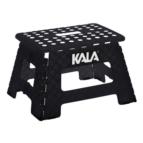 Imagem de Banqueta Plástica Dobrável Até 150Kg Preta Altura:22Cm Kala