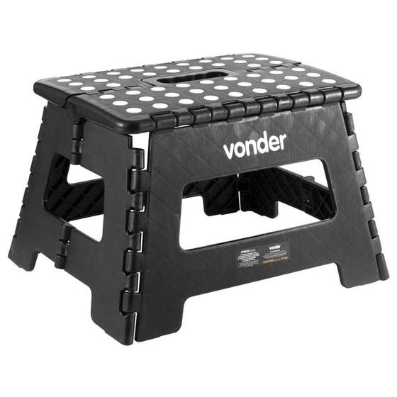 Imagem de Banqueta Plástica Multiuso dobrável 22cm capacidade 150kg Vonder Preto