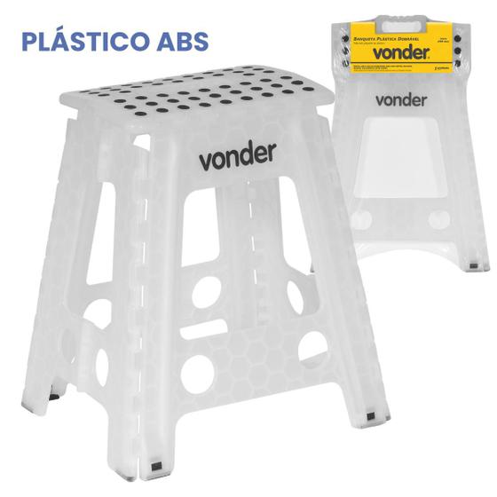 Imagem de Banqueta Plástica Multiuso Dobrável Alça 450mm 150Kg Vonder