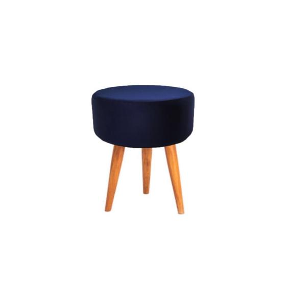 Banqueta Puff decorativo redondo pé palito tripé azul marinho Menor preço em Banqueta Puff decorativo redondo pé palito tripé azul marinho