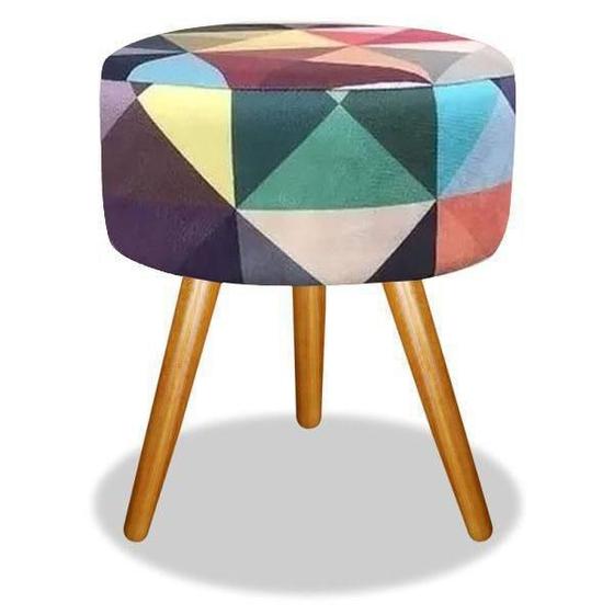 Imagem de Banqueta Triângulo Redondo Banquetinha Suede Triângulo