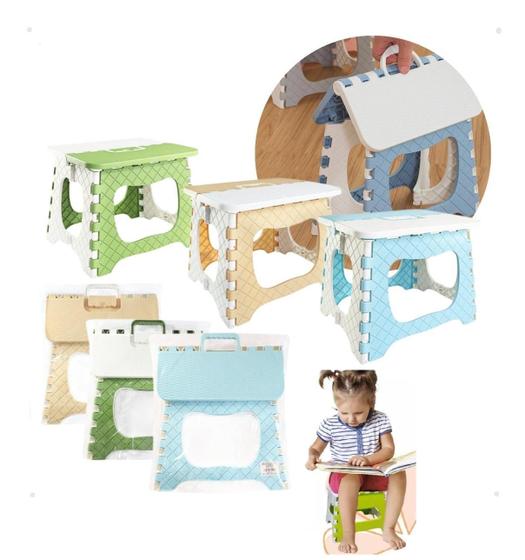 Imagem de Banquinho Banqueta Dobrável Infantil Com Alça Resistente