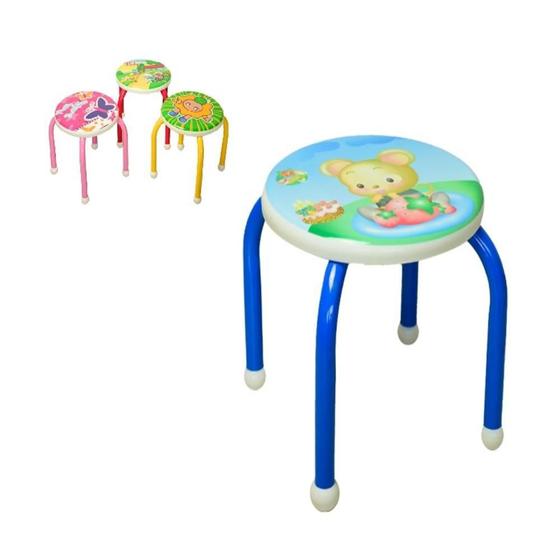 Imagem de Banquinho infantil mocho colorida banqueta estudo cadeira criancas cadeirinha 