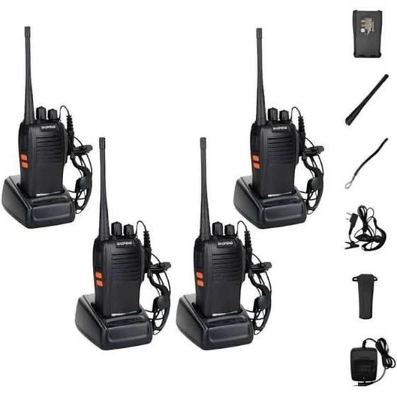 Imagem de Baofeng Kit 4 Radio Walk Talk Comunicador 16 Ch 12km 777s Bandas De Freqüência Vhf/uhf Cor Preto - Envio Rápido