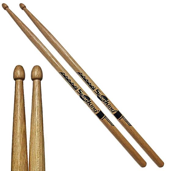 Imagem de Baqueta Bateria Spanking American Hickory 5B Balanceada Ponta Madeira