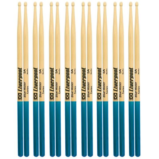 Imagem de Baqueta Liverpool Blue Water Series 8 Pares Ponta de Madeira