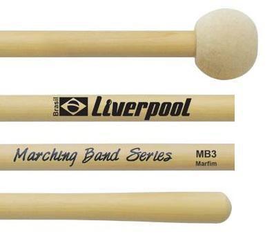 Imagem de Baqueta Liverpool Marching Band Series MB3 Marfim para Bumbos Marciais de 20 e 22 Ponta Feltro