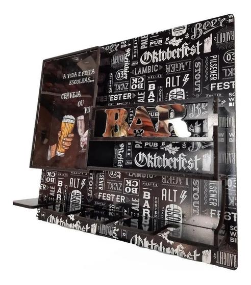 Imagem de Bar adega de parede c/ porta taça e visor de acrilico (porta rolha)