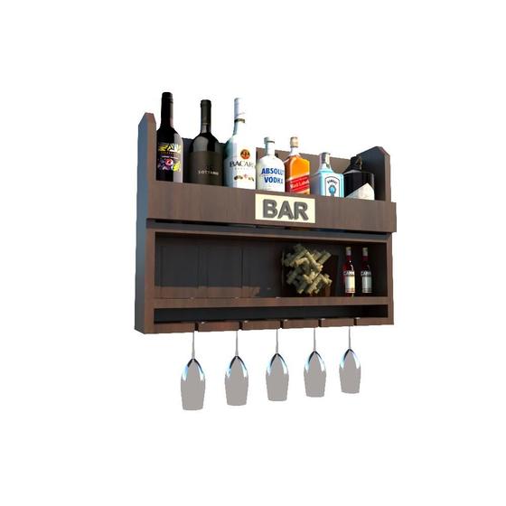 Bar Barzinho Adega Suporte de Parede Para Whisky Vinhos Bebidas 60x45cm Tabaco Fosco Menor preço em Bar Barzinho Adega Suporte de Parede Para Whisky Vinhos Bebidas 60x45cm Tabaco Fosco