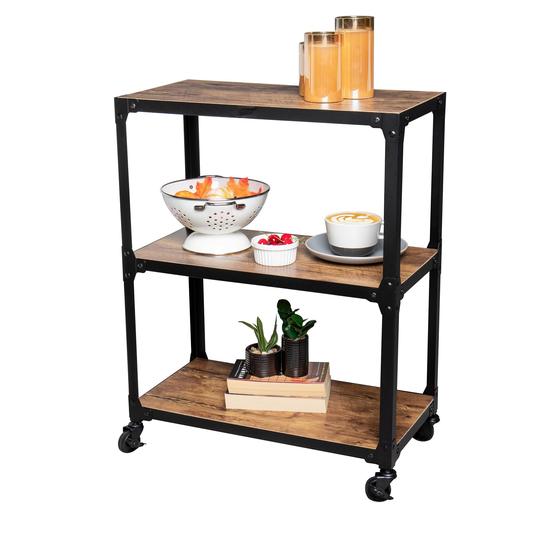 Imagem de Bar Cart Mind Reader, 3 camadas, madeira, metal, 23 L x 12 L x 29,5 A, marrom