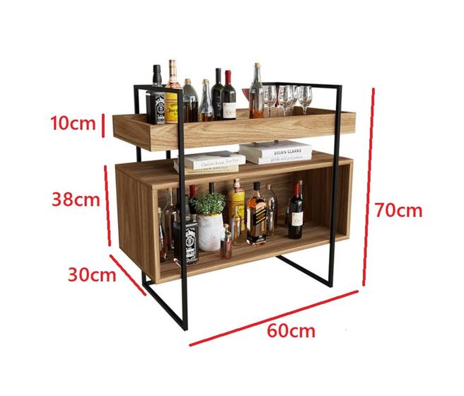 Imagem de Bar Industrial 60CM com Bandeja e Nicho de madeira