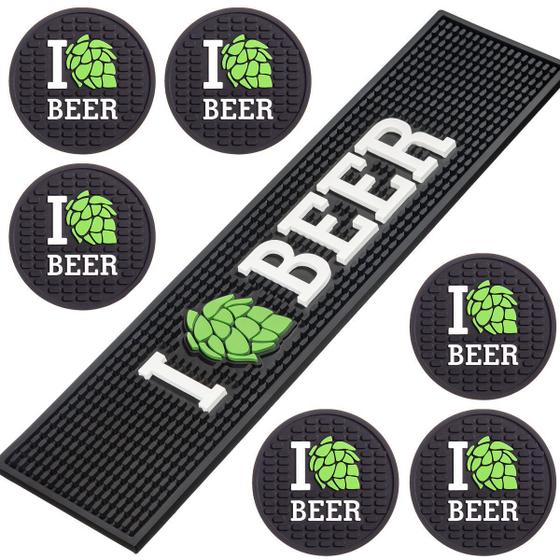 Imagem de Bar Mat I Love Beer + 6 Porta Copos