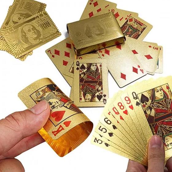 Imagem de Baralho À Prova D'água Jogos De Cartas Poker Truco Dourado