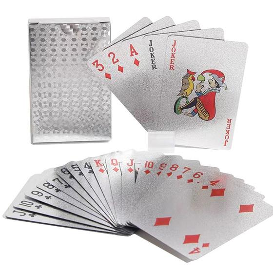 Imagem de Baralho A Prova D'água Plástico 54 Cartas Ouro Poker Dólar Truco Impermeável Canastra Jogo