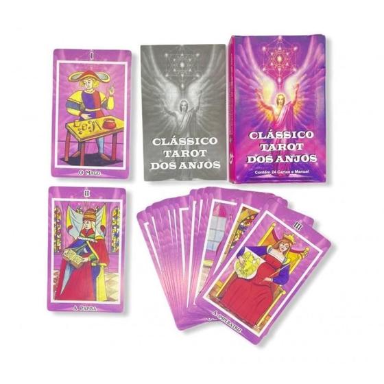 Imagem de Baralho Clássico Tarot Dos Anjos Rosa 22 Cartas Com Manual