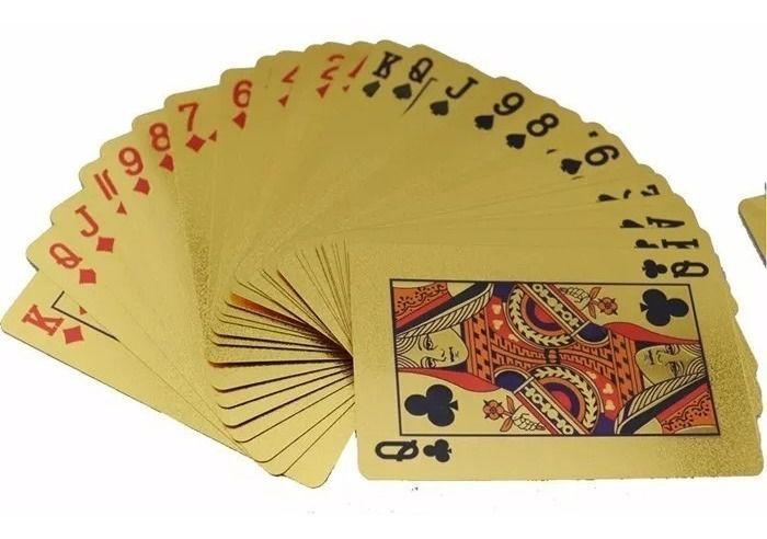 Baralho Dourado Ouro 24k Folheado Poker Truco Cartas Jogos Menor preço em Baralho Dourado Ouro 24k Folheado Poker Truco Cartas Jogos