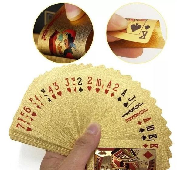 Imagem de Baralho Dourado Sofisticado Ouro jogos de mesa poker