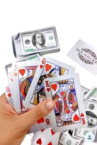 Imagem de Baralho Flexível Cinza Prateado Carta Dólar Poker Truco jogo