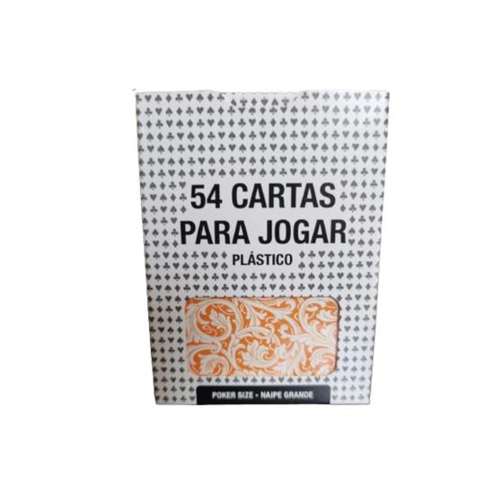 Imagem de Baralho Poker Naipe Grande Plástico 54 Cartas Copag Laranja