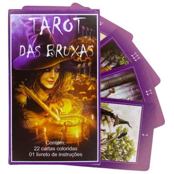 Imagem de Baralho Tarot das Bruxas Roxo Deck 22 Cartas Oráculo