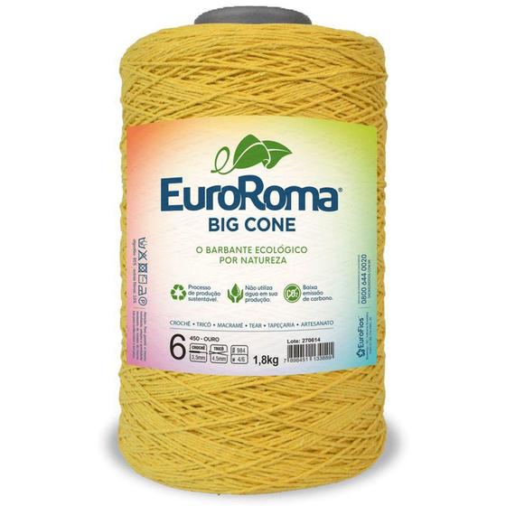 Imagem de Barbante Big Cone Colorido nº6 com 1,8kg EuroRoma - Cor 450 Amarelo Ouro - Eurofios