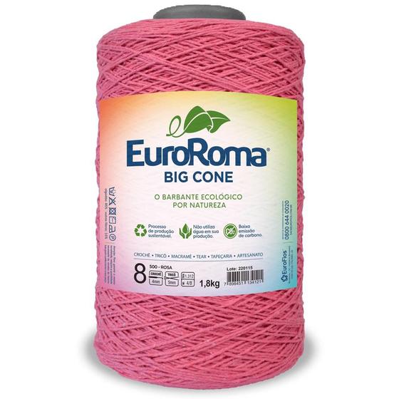 Imagem de Barbante Big Cone Colorido nº8 com 1,8kg EuroRoma - Cor 500 Rosa