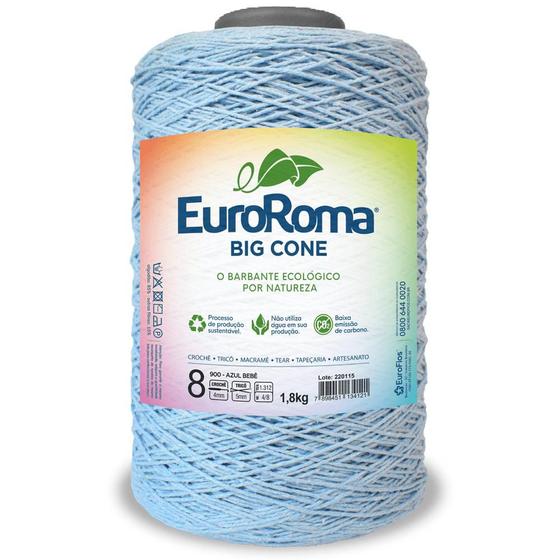 Imagem de Barbante Big Cone Colorido nº8 com 1,8kg EuroRoma - Cor 900 Azul Bebê