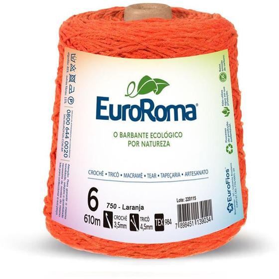 Imagem de Barbante colorido 600g 4/6 fios 610m laranja euroroma