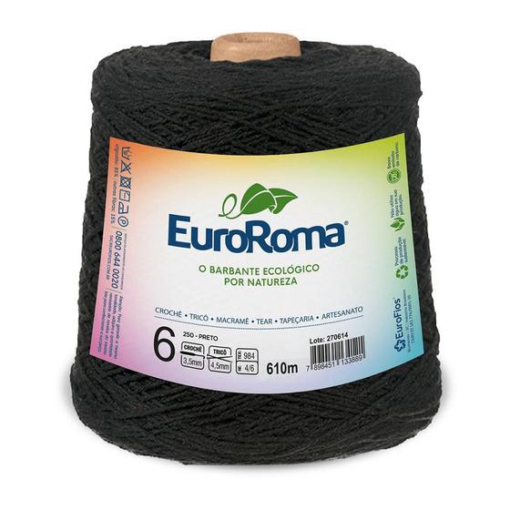 Imagem de Barbante Colorido nº6 c/ 600g EuroRoma - Preto