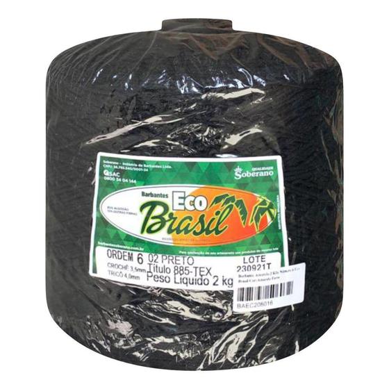 Imagem de Barbante Crochê Numero 6 Fios 2 Kg Preto Eco Brasil