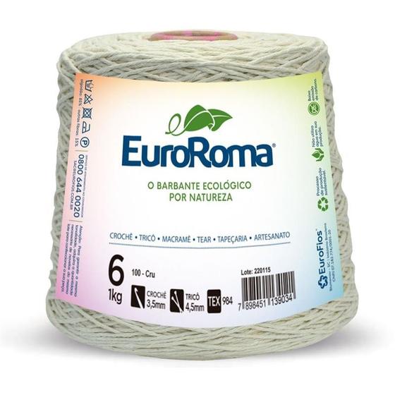 Imagem de Barbante cru 1,0kg 4/6 fios rolo 1016m euroroma